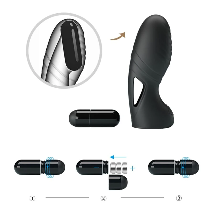 PRETTY LOVE - VIBRATORE DA DITO IN SILICONE ALAN NERO